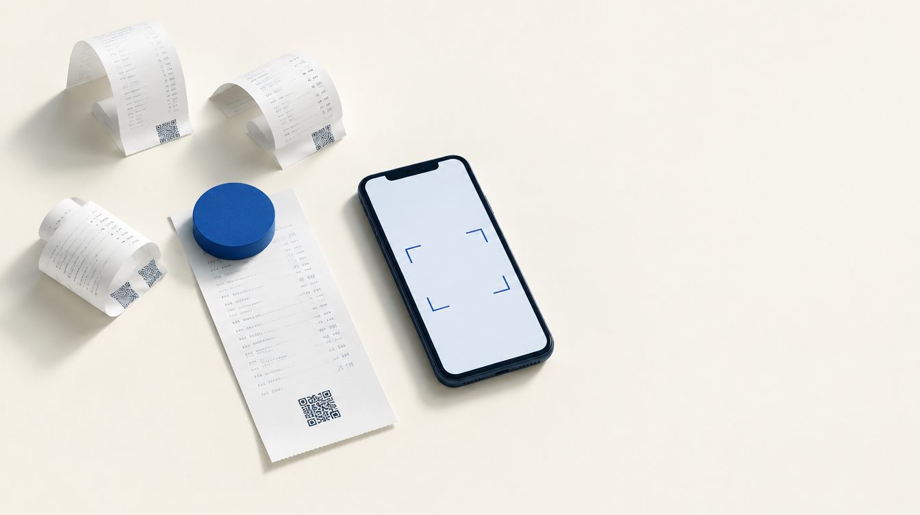 Till receipts and a phone ready to photograph them